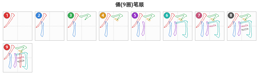 俑笔顺分解图