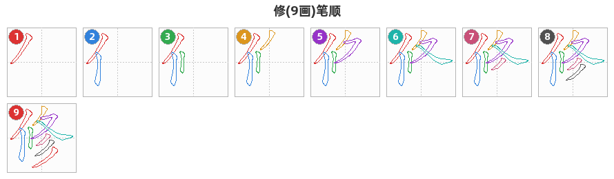 修笔顺分解图