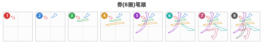 劵笔顺分解图
