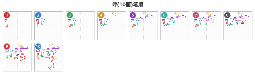 哼笔顺分解图