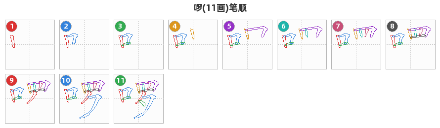 啰笔顺分解图