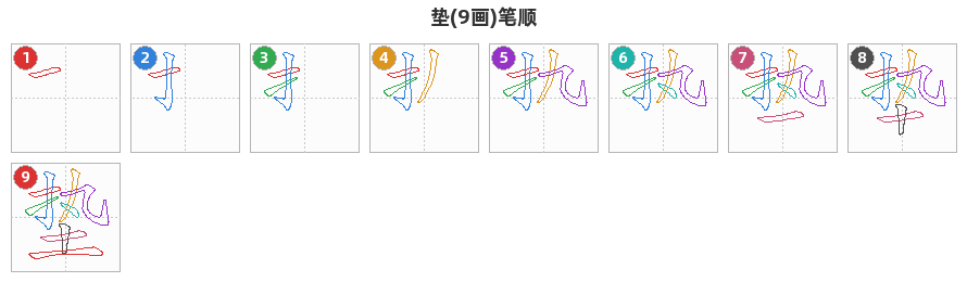 垫笔顺分解图
