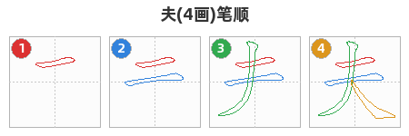 夫笔顺分解图