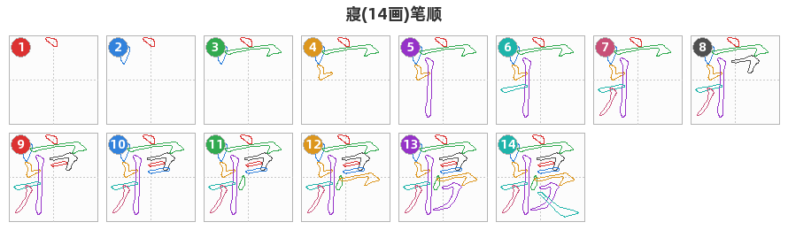 寢笔顺分解图