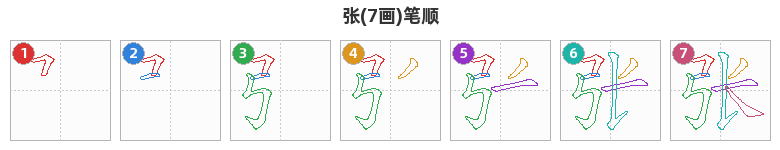 张笔顺分解图