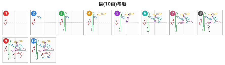 悟笔顺分解图