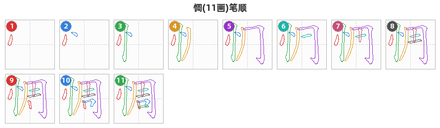 惆笔顺分解图