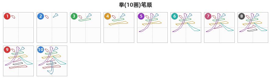 拳笔顺分解图
