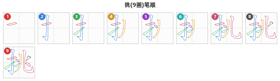 挑笔顺分解图