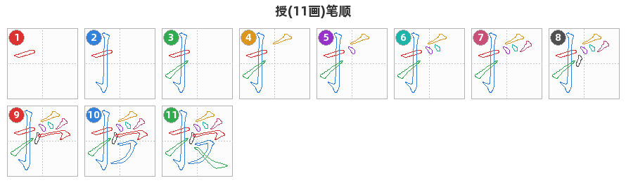 授笔顺分解图