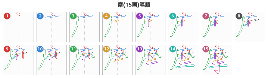 摩笔顺分解图