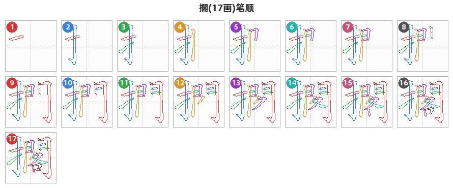 擱笔顺分解图