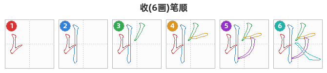 收笔顺分解图