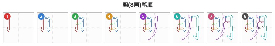 明笔顺分解图