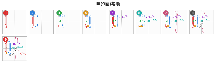 昧笔顺分解图