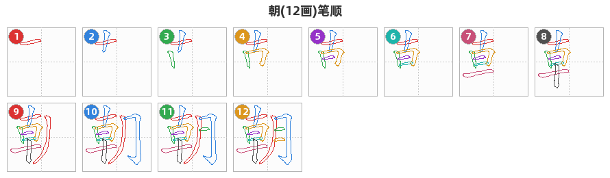 朝笔顺分解图