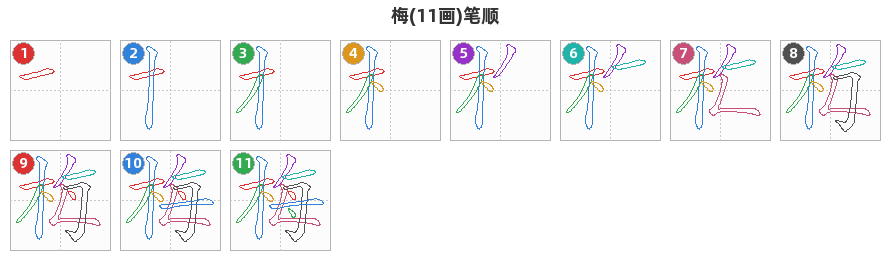 梅笔顺分解图