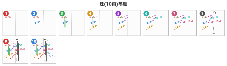 珠笔顺分解图
