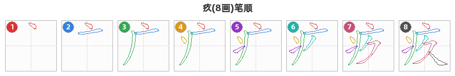 疚笔顺分解图