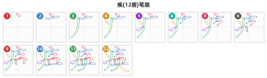 痪笔顺分解图