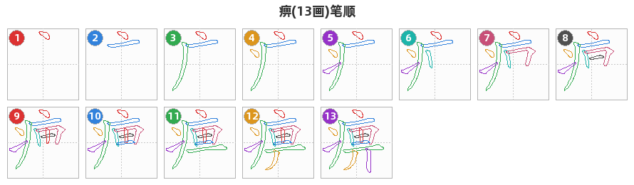 痹笔顺分解图