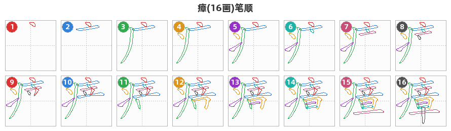 瘴笔顺分解图