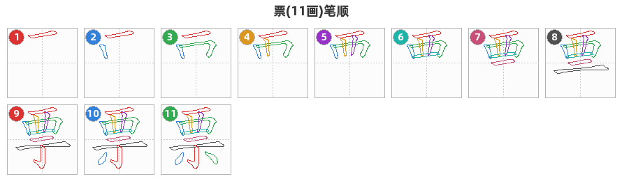 票笔顺分解图