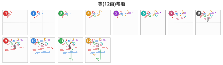 等笔顺分解图