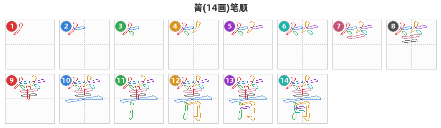 箐笔顺分解图