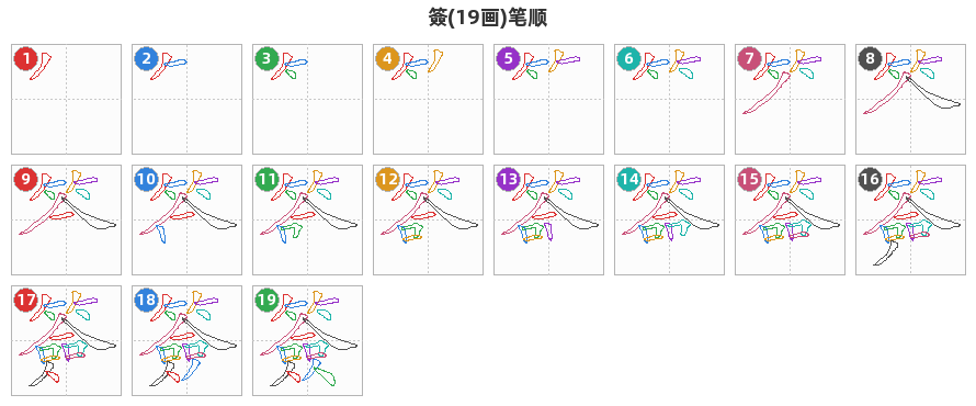 簽笔顺分解图
