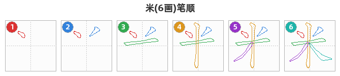 米笔顺分解图