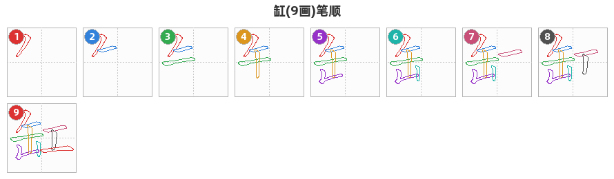 缸笔顺分解图