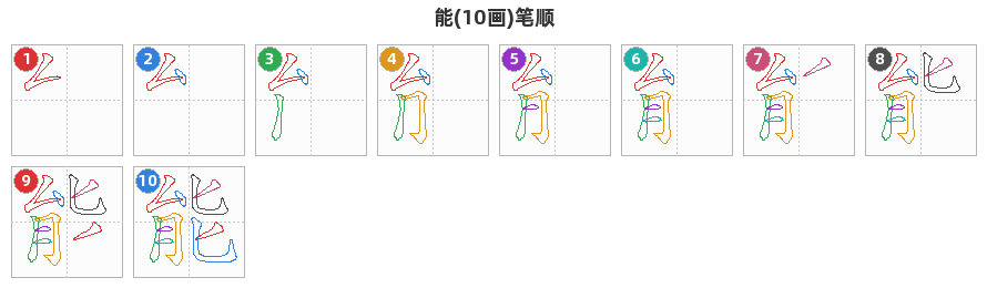 能笔顺分解图