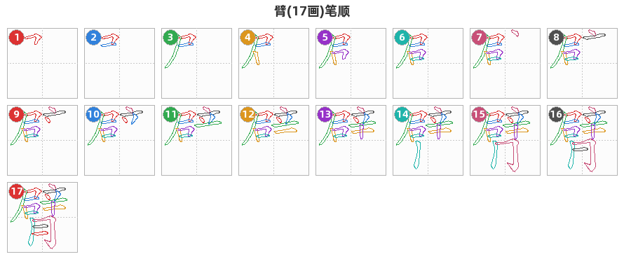 臂笔顺分解图
