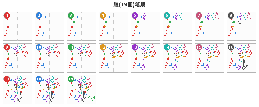 臘笔顺分解图