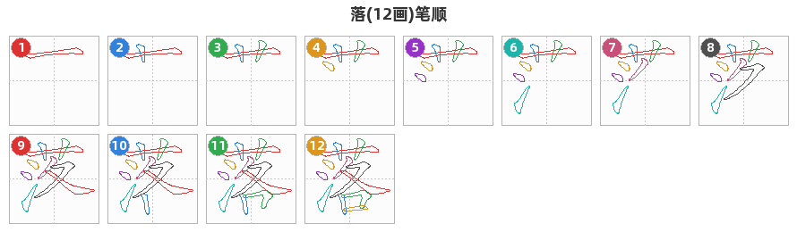 落笔顺分解图