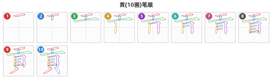貢笔顺分解图