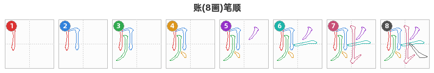 账笔顺分解图