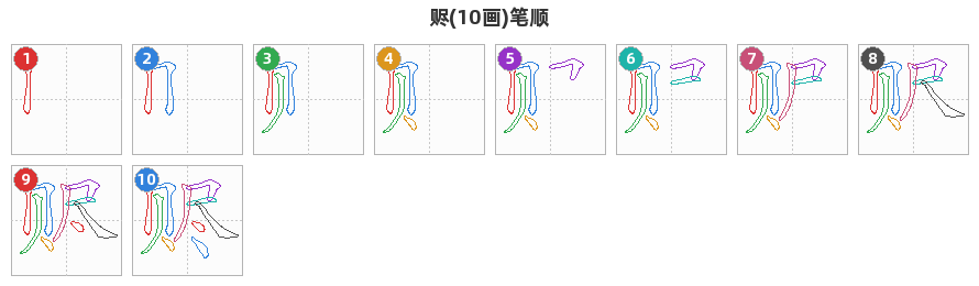 赆笔顺分解图