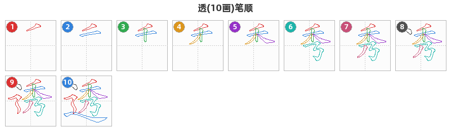 透笔顺分解图
