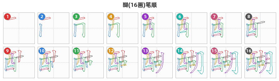 醐笔顺分解图