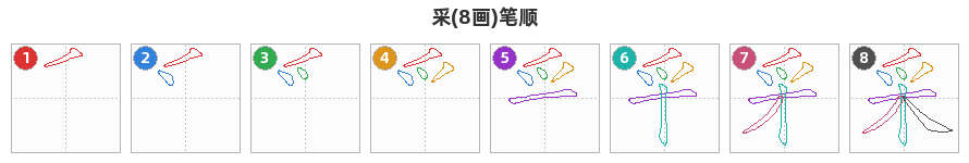 采笔顺分解图