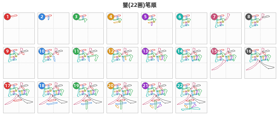 鑒笔顺分解图