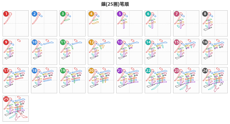 鑲笔顺分解图