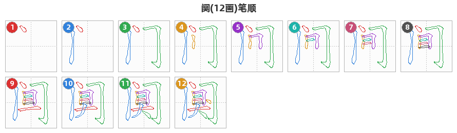 阒笔顺分解图