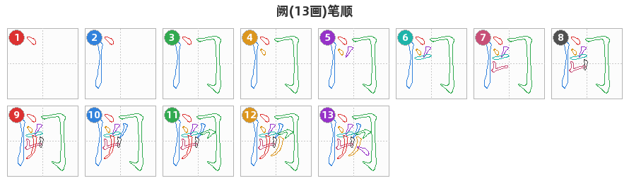 阙笔顺分解图