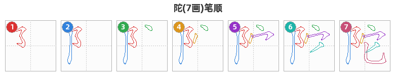 陀笔顺分解图