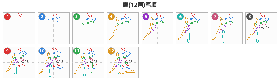 雇笔顺分解图