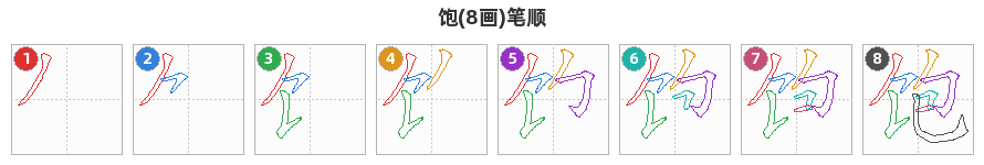 饱笔顺分解图